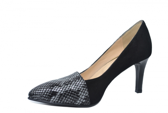 Pantofi cu toc Piele Naturala Negri Perlla Mina D02199 [3]