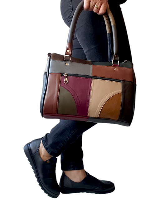 Geanta Dama Piele Naturala Multicolora Dorina G04190 [5]