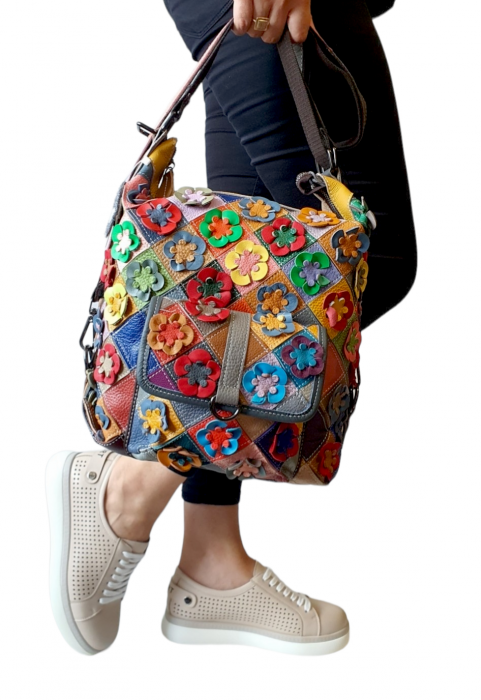 Geanta Dama Piele Naturala Multicolora Georgiana G03147 [5]