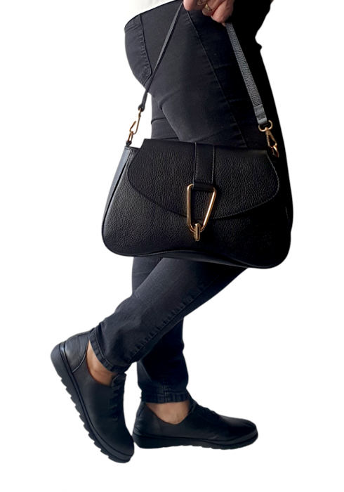 Geanta Dama Piele Naturala Neagra Mona G04017 [6]