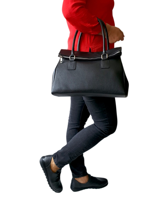 Geanta Dama Piele Naturala Neagra Monica G04138 [5]