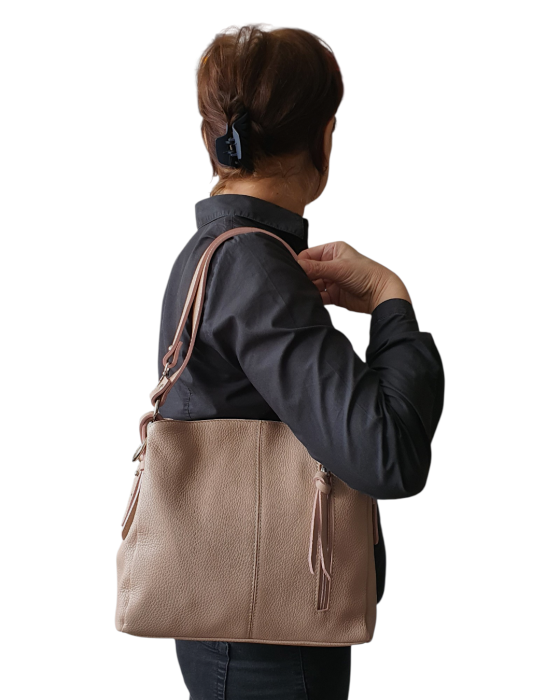 Geanta Dama Piele Naturala Nude Eleanor G04725 [6]