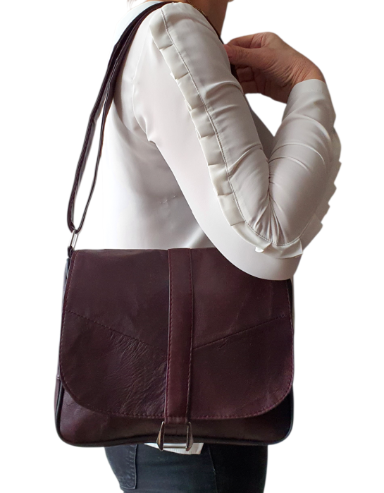 Geanta Dama Piele Naturala Visiniu Emi G04657 [7]