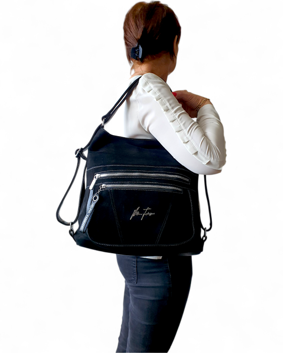 Geanta-Rucsac Dama Piele Naturala Negru Iulia V. Fabbiano G04745 [7]