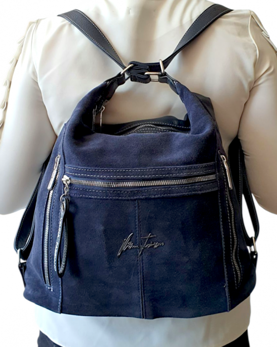 Geanta-Rucsac Dama Piele Naturala Bleumarin Rita G04347 [8]