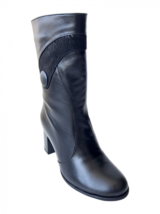 Ghete Dama Piele Naturala Moda Prosper Negre Enaida D03036 [2]