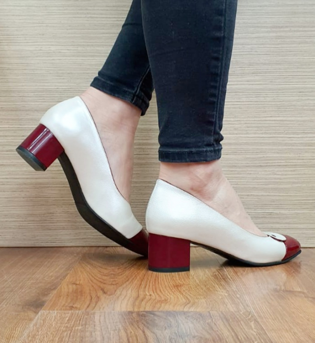 Pantofi cu toc Piele Naturala Bej Moda Prosper Simina D02649 [6]