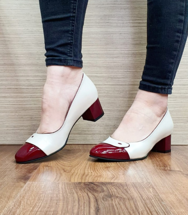 Pantofi cu toc Piele Naturala Bej Moda Prosper Simina D02649 [7]