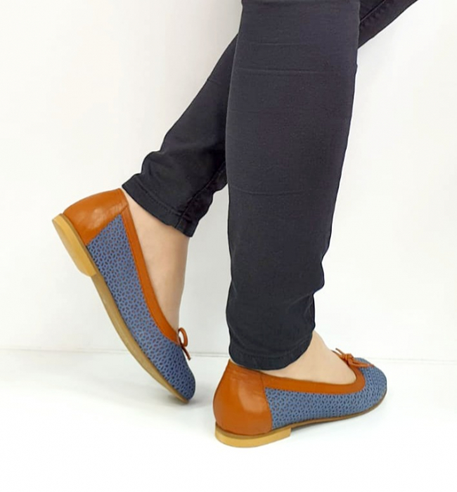 Balerini Dama Piele Naturala Pass Colection Albastri Lorena D02698 [6]