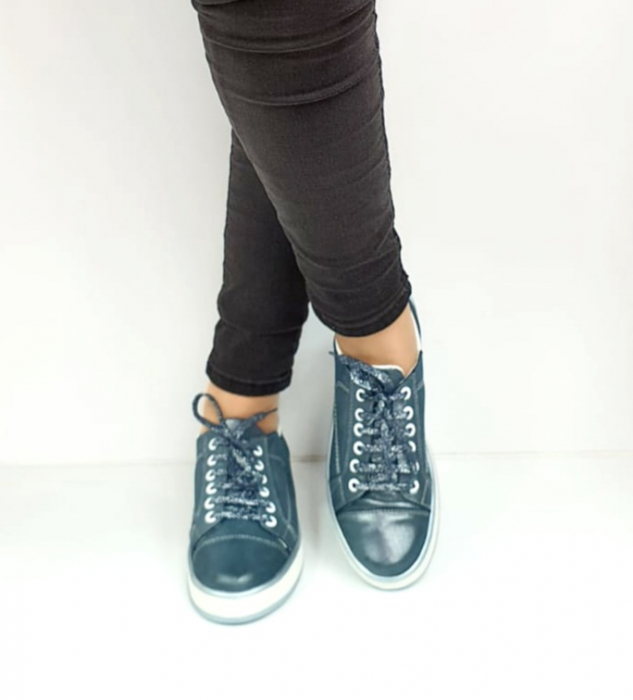 Pantofi Casual Piele Naturala Albastri Nicolis Alexandrine D02733 [3]