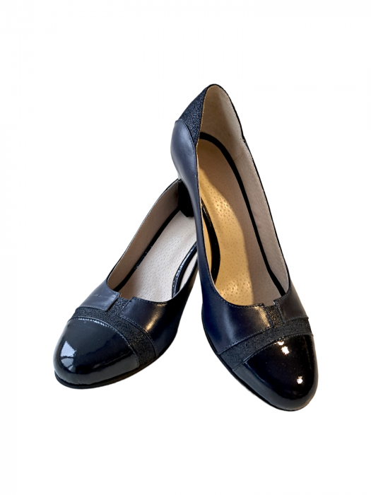 Pantofi cu toc Piele Naturala Moda Prosper Bleumarin Zera D02999 [2]