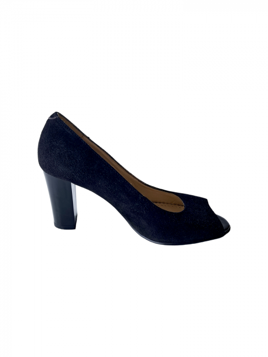 Pantofi cu toc Piele Naturala Perlla Negri Casandra D03096 [2]