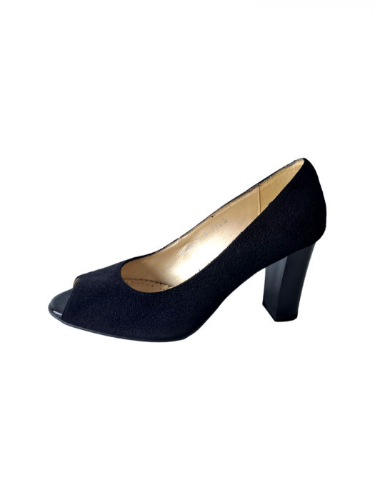 Pantofi cu toc Piele Naturala Perlla Negri Casandra D03096 [3]