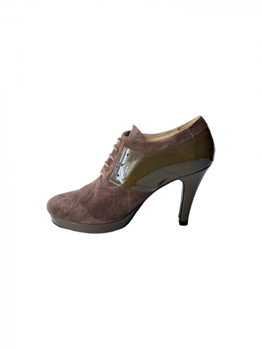 Pantofi cu toc Piele Naturala Perlla Kaki Bibiana D03061 [3]