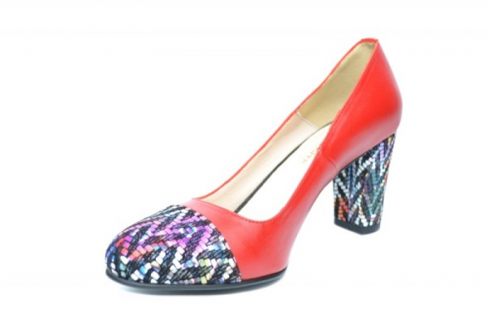 Pantofi cu toc Piele Naturala Rosii Moda Prosper Debora D01903 [3]