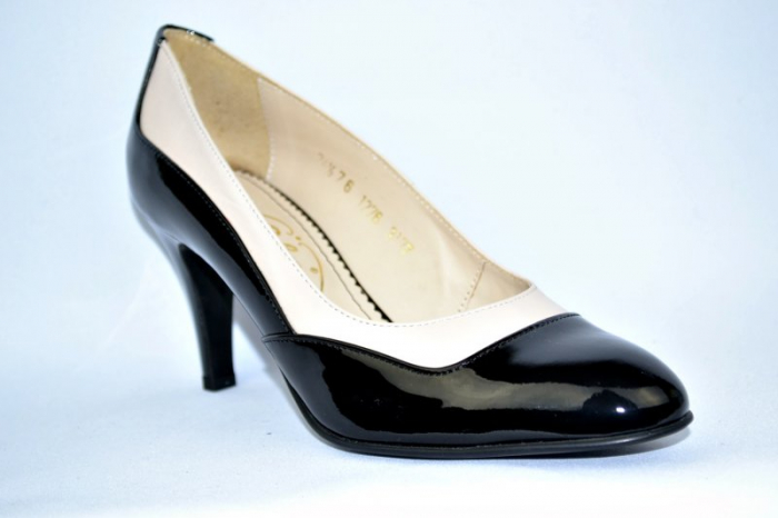 Pantofi cu toc Piele Naturala Guban Negri Veve D00914 [4]