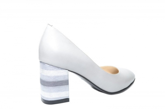 Pantofi cu toc Piele Naturala Gri Moda Prosper Hortensia D02026 [4]