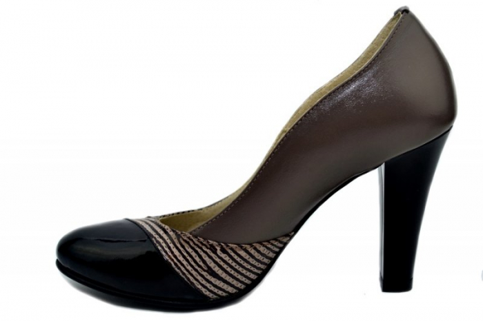 Pantofi cu toc Piele Naturala Gri Moda Prosper Carina D01351 [2]
