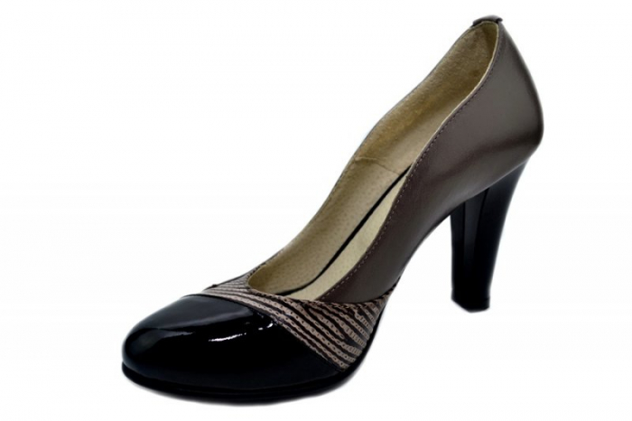Pantofi cu toc Piele Naturala Gri Moda Prosper Carina D01351 [3]