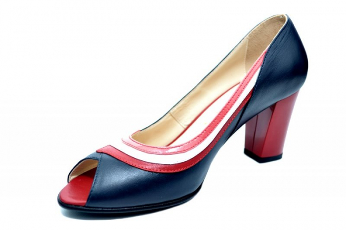 Pantofi cu toc Piele Naturala Bleumarin Nama D01741 [3]