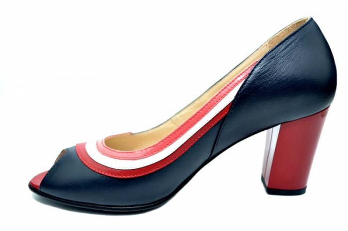 Pantofi cu toc Piele Naturala Bleumarin Nama D01741 [2]