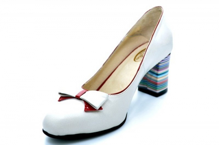 Pantofi cu toc Piele Naturala Albi Moda Prosper Ofelia D01104 [4]