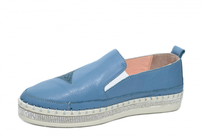 Pantofi Casual Piele Naturala Gitanos Albastri Tereza D02082 [3]
