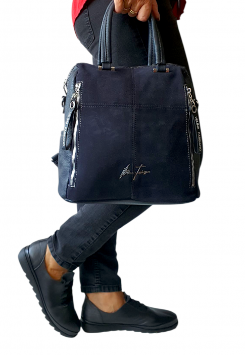 Rucsac Dama Piele Naturala Bleumarin Velina G04419 [6]