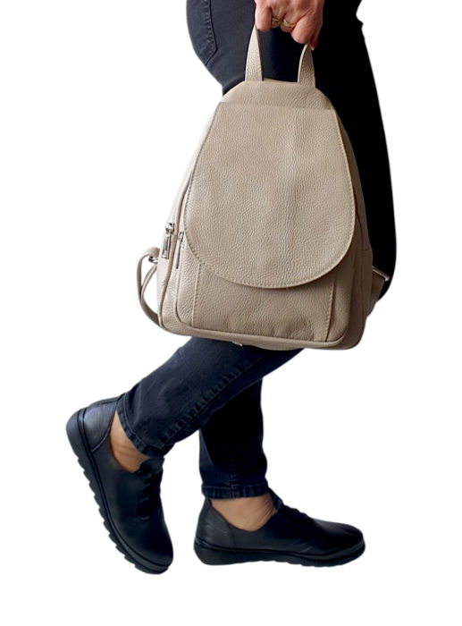 Rucsac Dama Piele Naturala Grej Vernis G04252 [8]