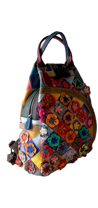 Rucsac Dama Piele Naturala Multicolor Esra G03186 [3]