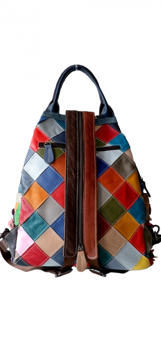 Rucsac Dama Piele Naturala Multicolor Esra G03187 [5]