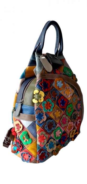 Rucsac Dama Piele Naturala Multicolor Esra G03187 [3]