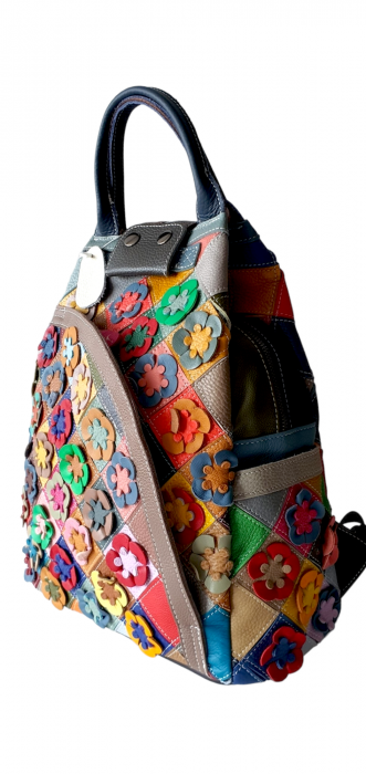 Rucsac Dama Piele Naturala Multicolor Esra G03187 [4]