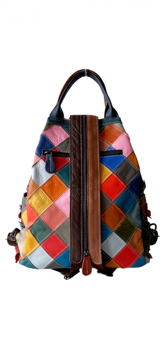 Rucsac Dama Piele Naturala Multicolor Esra G03188 [5]