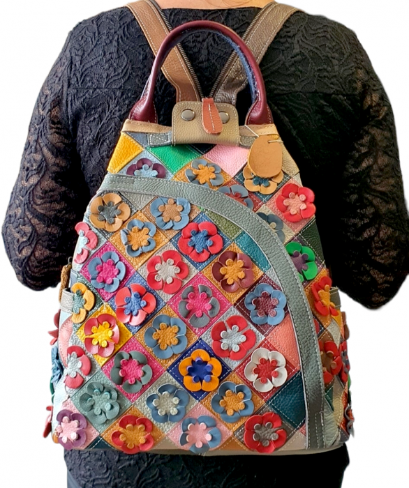 Rucsac Dama Piele Naturala Multicolor Esra G03188 [7]