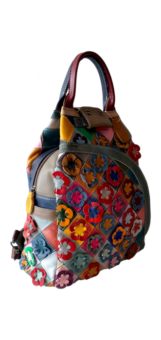 Rucsac Dama Piele Naturala Multicolor Esra G03188 [3]