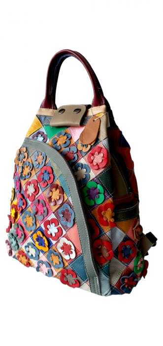 Rucsac Dama Piele Naturala Multicolor Esra G03188 [4]
