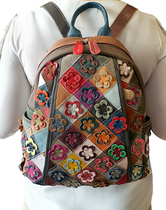 Rucsac Dama Piele Naturala Multicolor Ilaria G03507 [8]
