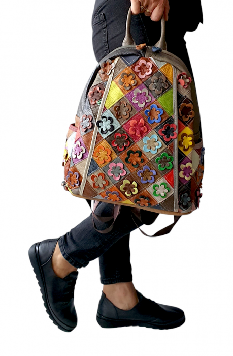 Rucsac Dama Piele Naturala Multicolor Ilaria G03818 [6]
