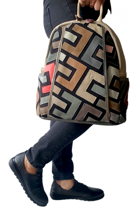 Rucsac Dama Piele Naturala Multicolor Ilaria G03998 [6]