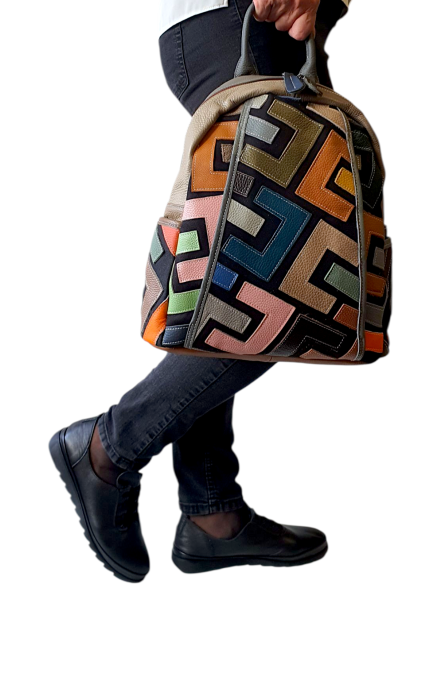Rucsac Dama Piele Naturala Multicolor Ilaria G04557 [6]