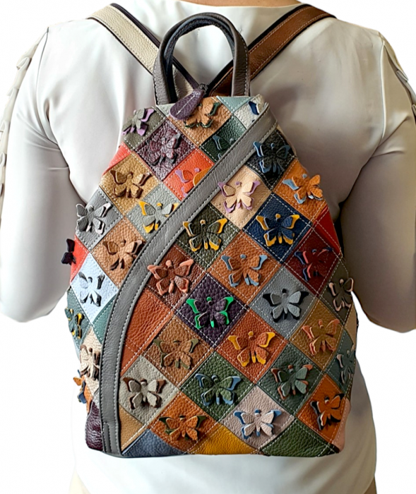 Rucsac Dama Piele Naturala Multicolor Jetla G03510 [7]