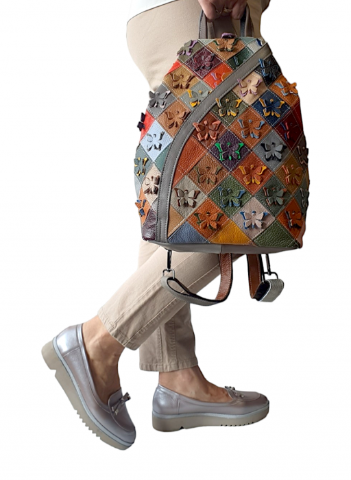 Rucsac Dama Piele Naturala Multicolor Jetla G03510 [6]