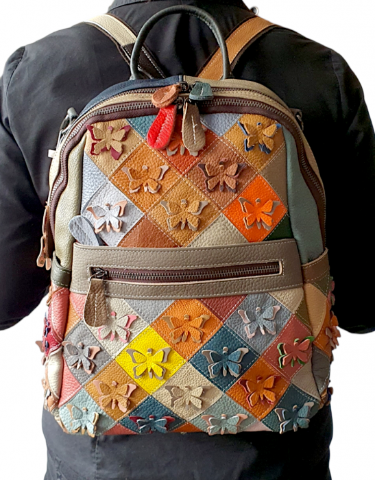 Rucsac Dama Piele Naturala Multicolor Lizy G03810 [7]
