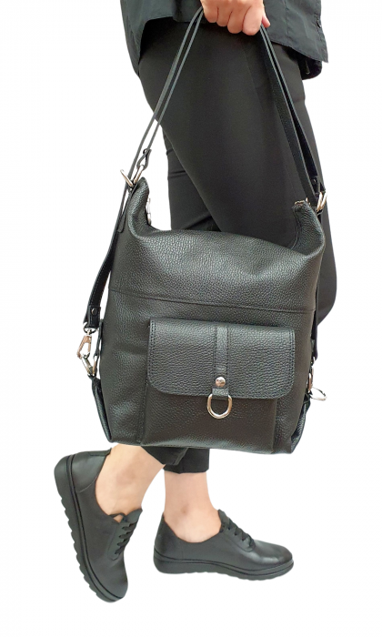Rucsac Dama Piele Naturala Negru Bernis G02459 [2]