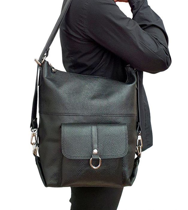 Rucsac Dama Piele Naturala Negru Bernis G02459 [8]