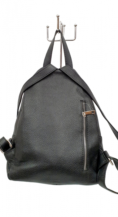 Rucsac Dama Piele Naturala Negru Vernis G02458 [5]