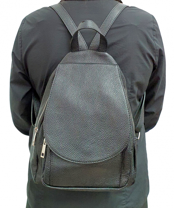 Rucsac Dama Piele Naturala Negru Vernis G02458 [8]
