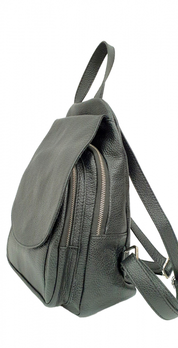 Rucsac Dama Piele Naturala Negru Vernis G02458 [4]