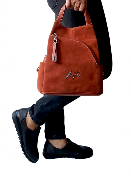 Rucsac Dama Piele Naturala Corai Diana G03970 [6]